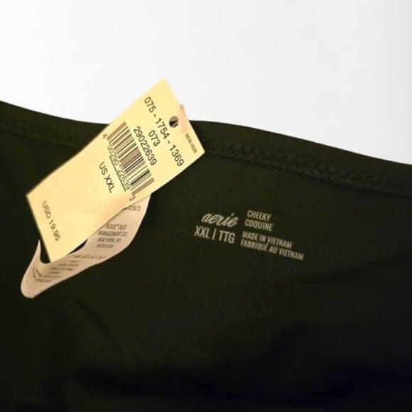 Aerie Cheeky Bikini Bottom Womens XXL Black Swim Brief NWT Minimalist - Picture 5 of 6